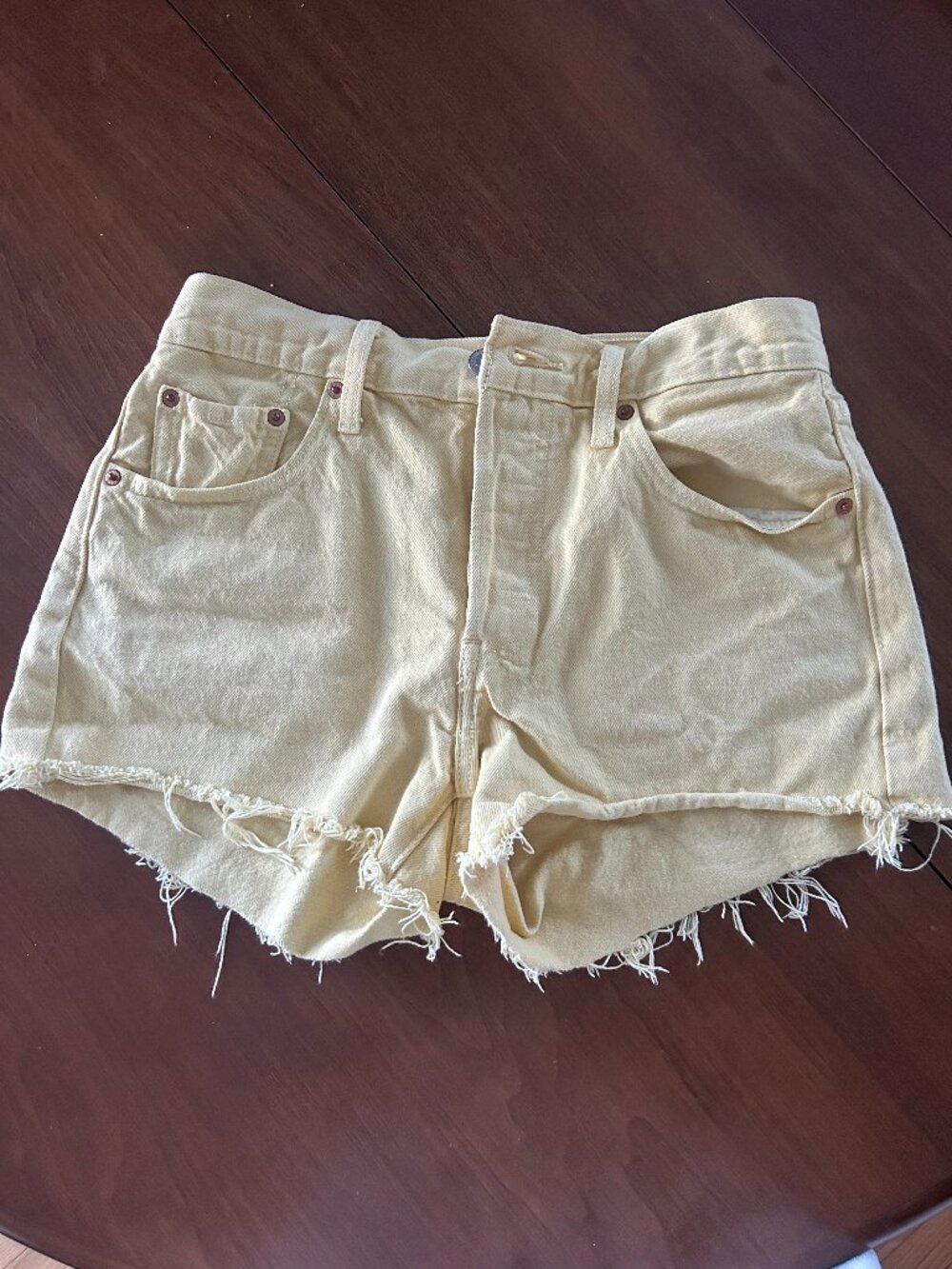 Levis 501s Yellow Denim Shorts